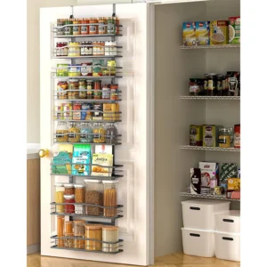 9-Tier Over-Door Pantry Rack, Black Hanging Organizer