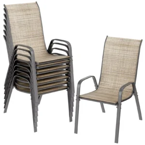 8-Piece Outdoor Patio Dining Chairs, Stackable with Armrests