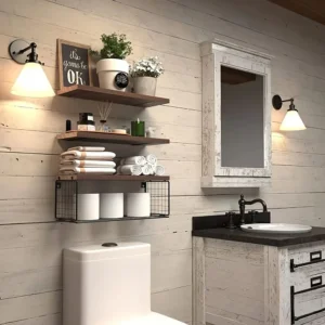 3 Wood Floating Shelves, Wall-Mounted