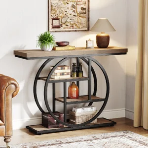 4-Tier Console Table, 41.3" Industrial Entryway Sofa Table