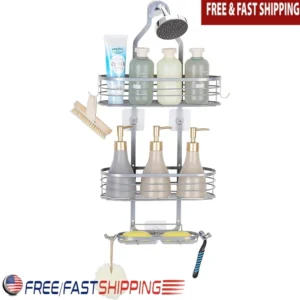 Over-Shower Head Caddy Organizer with Hooks and Soap Holder